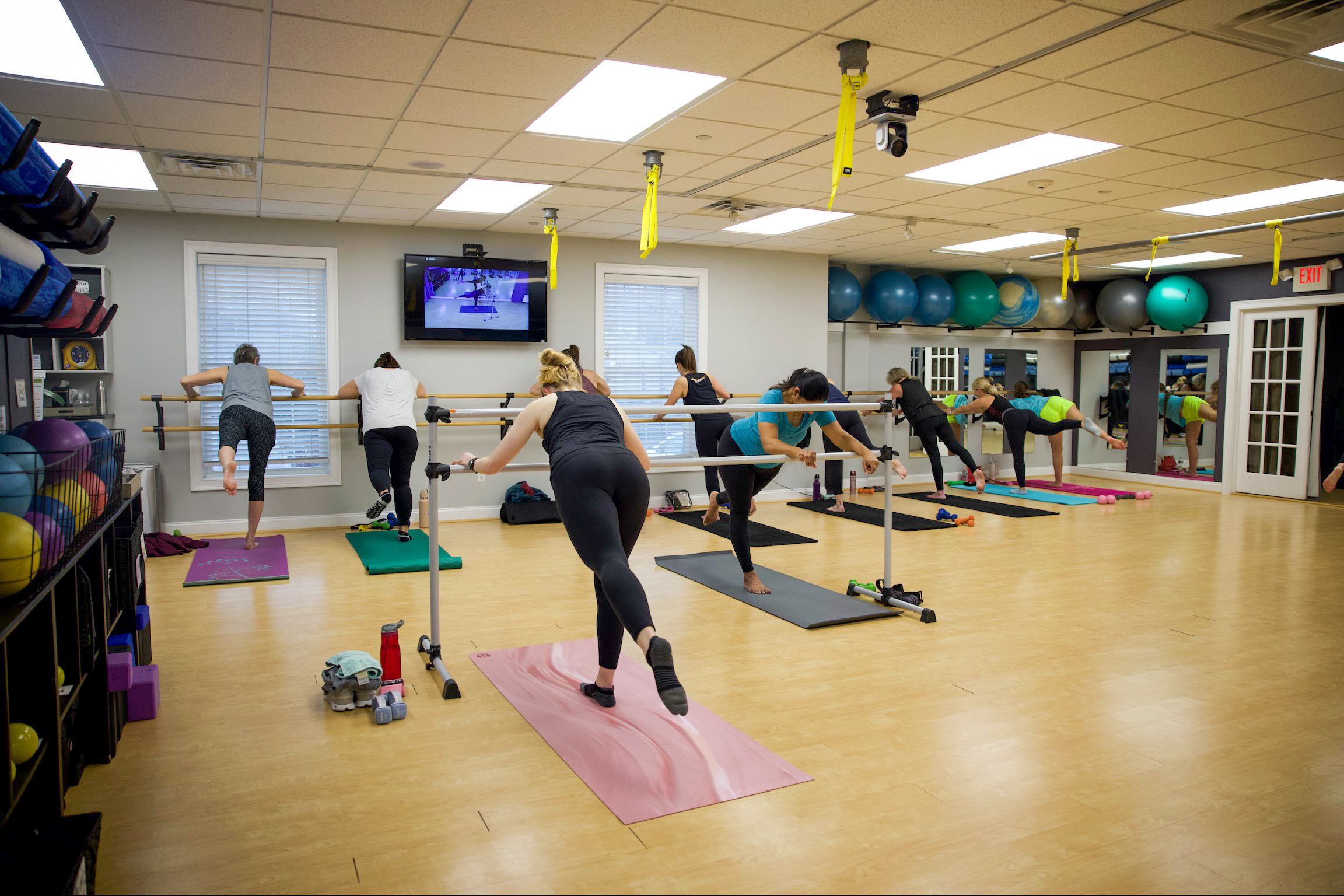Barre and Zumba group fitness class at The Core Connection